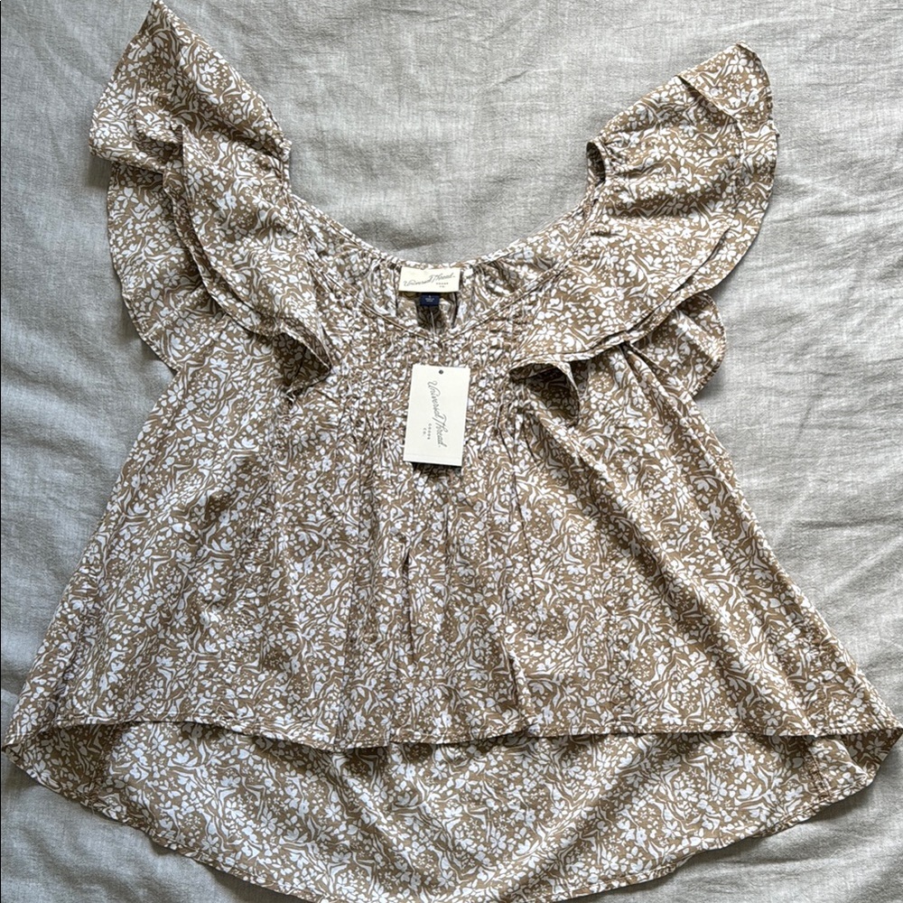 Universal Thread Boho Floral Brown Women's Top